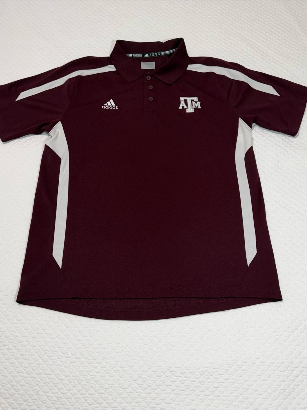adidas Maroon and White Polo with Texas A&M Crest